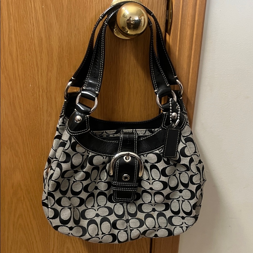 Coach Black and Gray Signature Bag